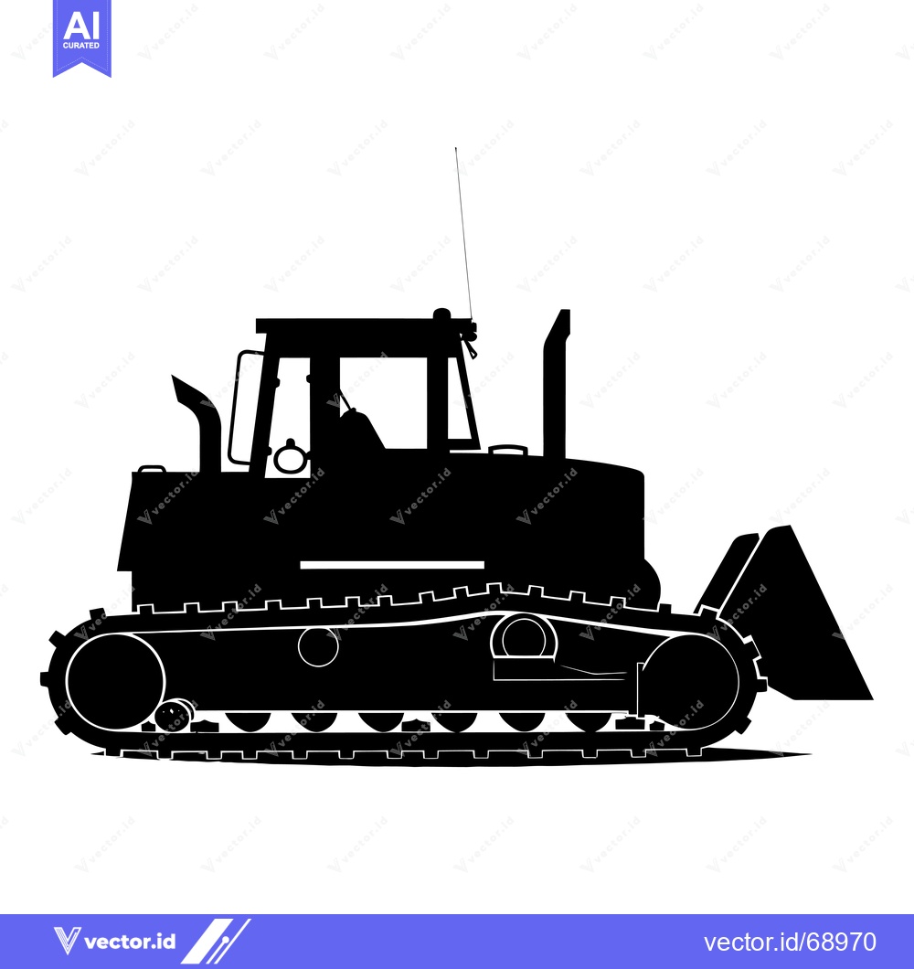 Premium Vector of Black and White Silhouette of a Bulldozer