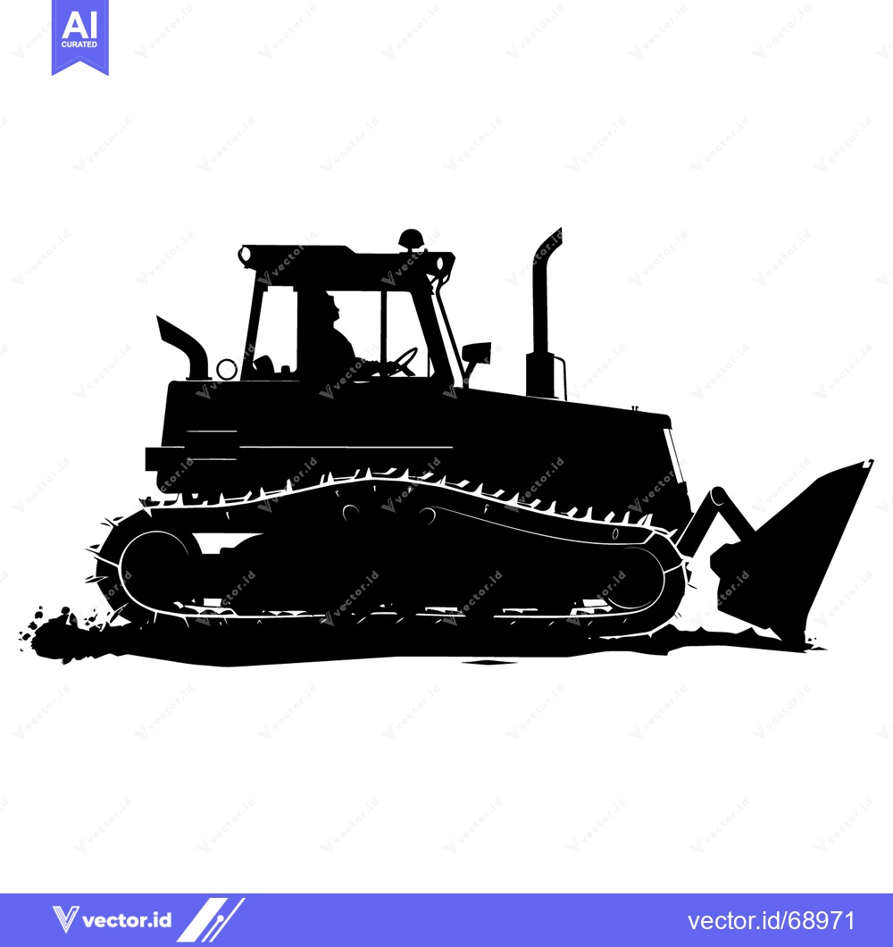 Premium Vector dari Black and White Silhouette of a Bulldozer