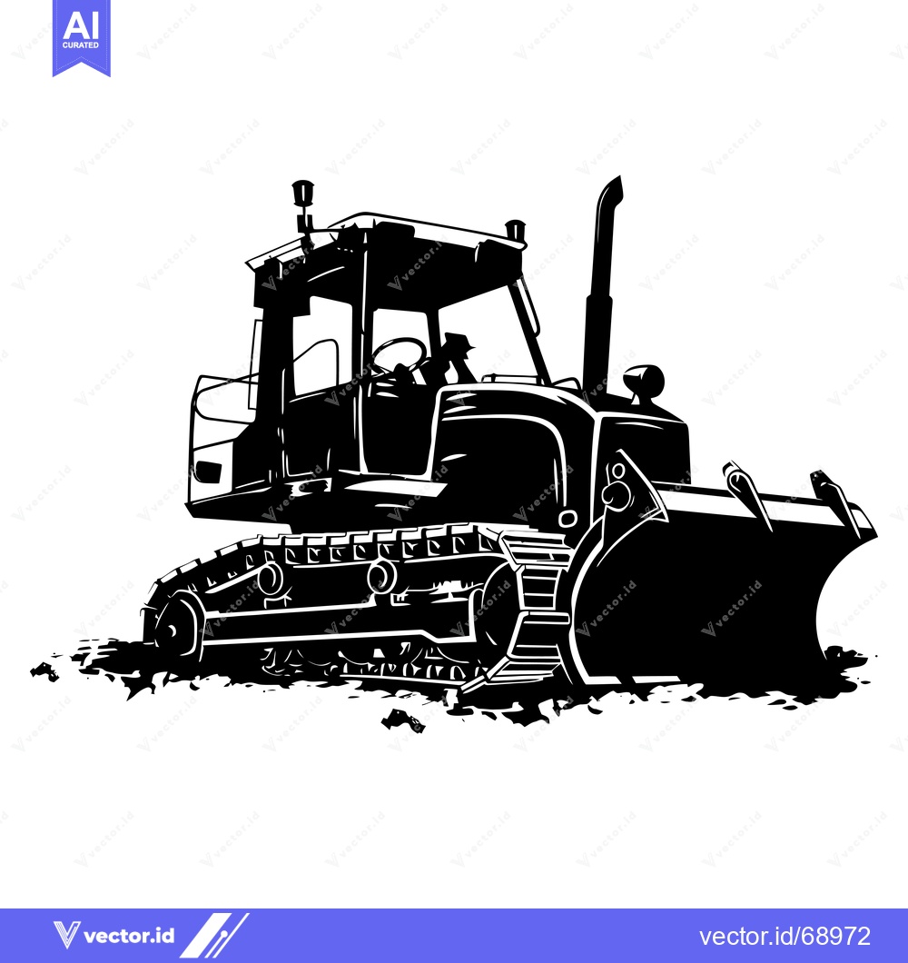 Premium Vector dari Black and White Silhouette of a Bulldozer