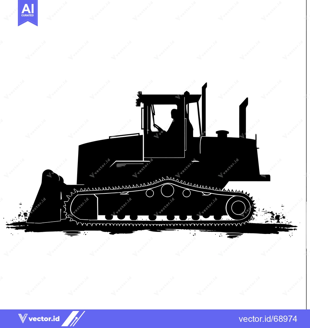 Premium Vector of Silhouette of a Tractor with a Blade and Tracks