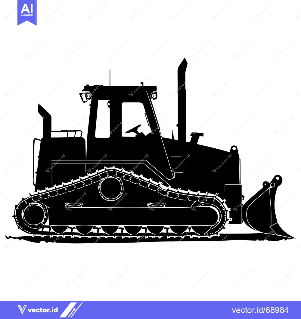 Premium Vector dari Black and White Silhouette of a Bulldozer