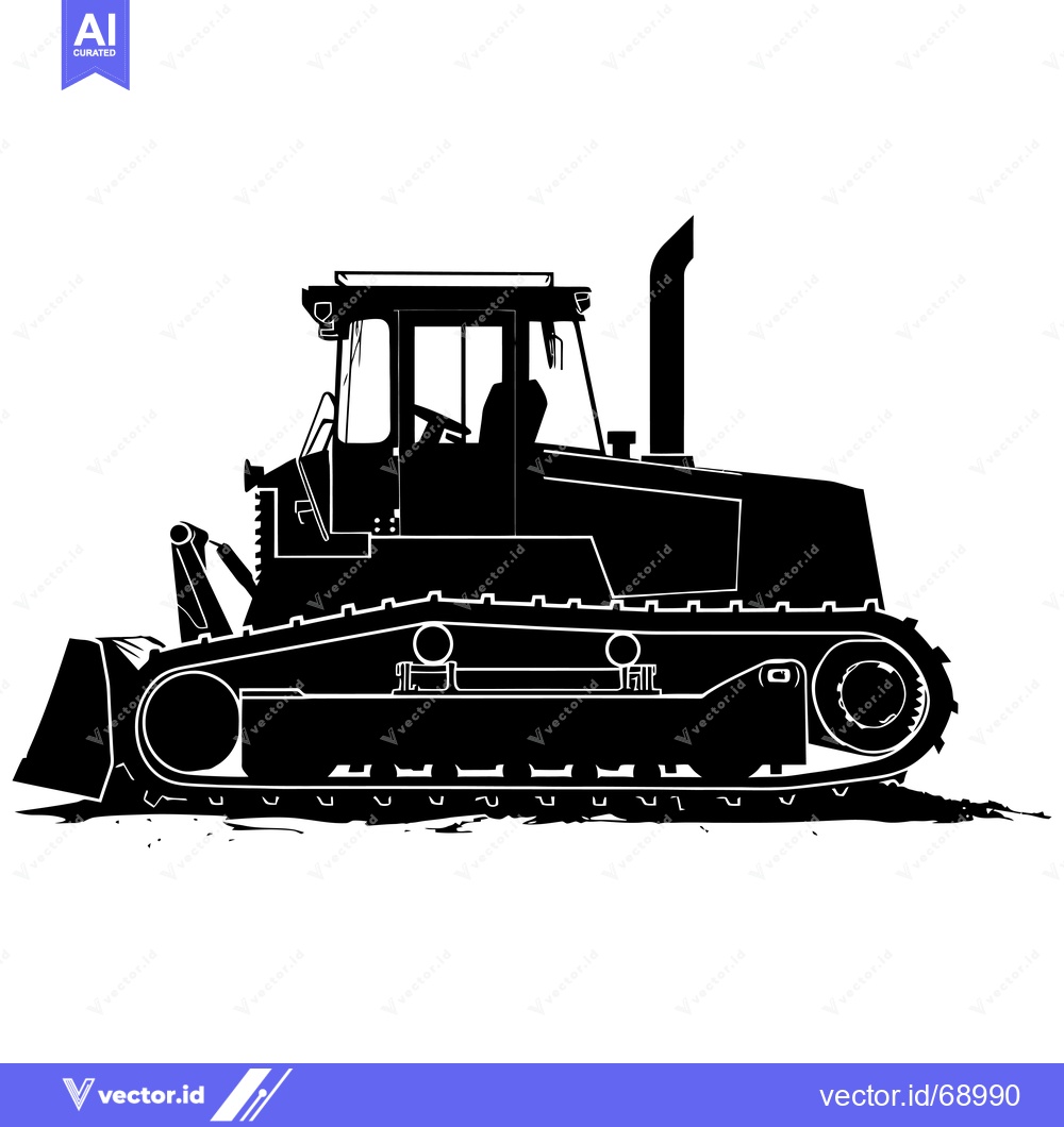 Premium Vector dari Black and White Silhouette of a Bulldozer