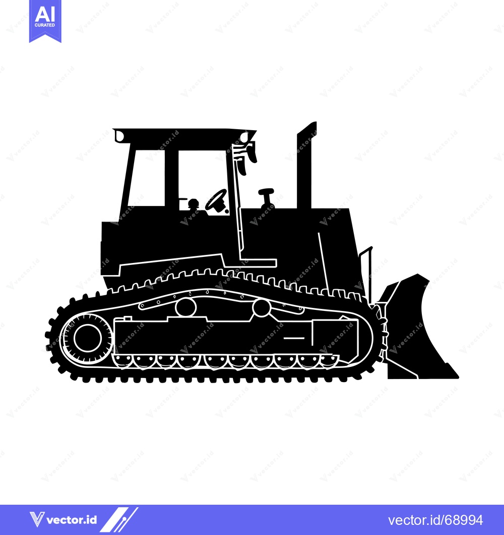 Premium Vector dari Black and white silhouette of a bulldozer