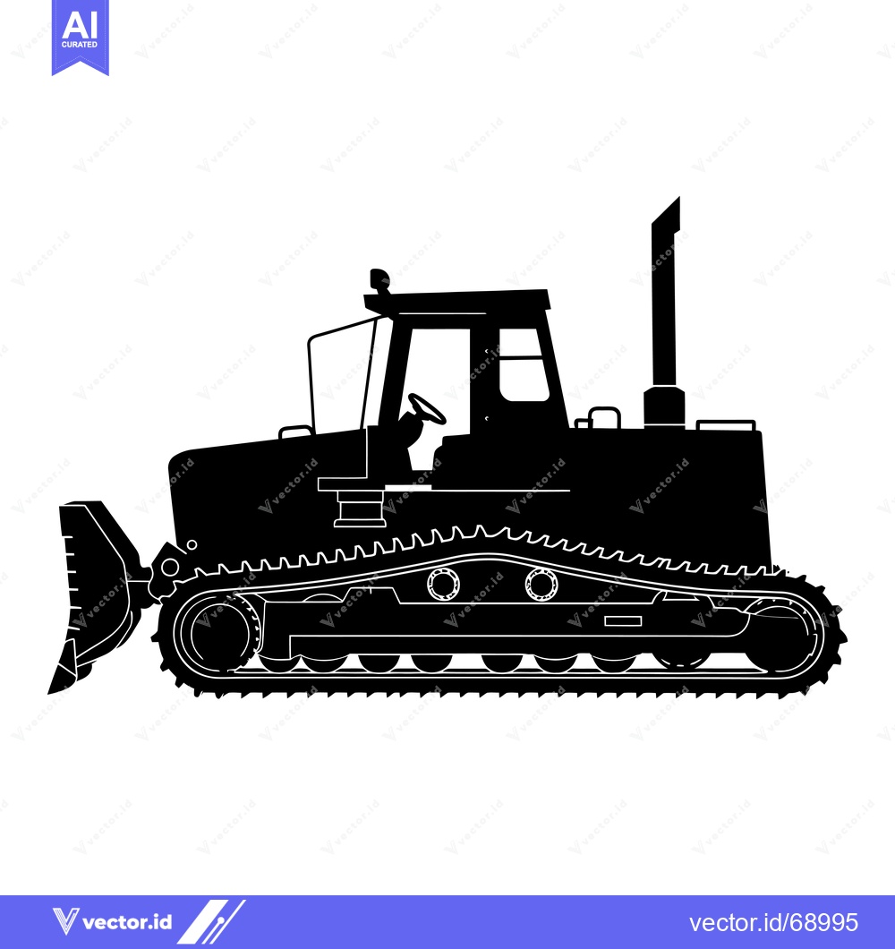 Premium Vector dari Black and White Silhouette of a Bulldozer