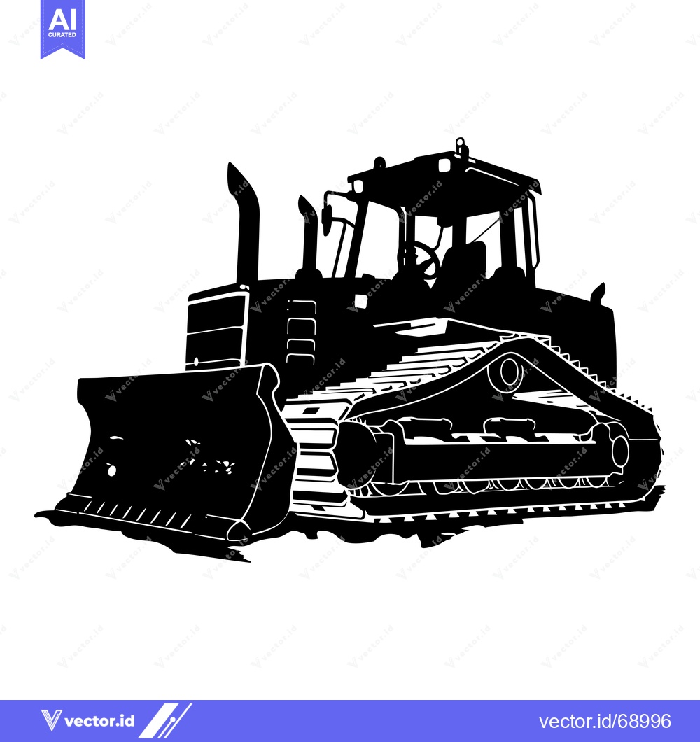 Premium Vector dari Black and White Silhouette of a Bulldozer