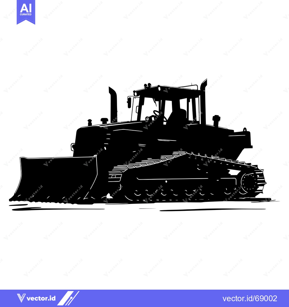 Premium Vector dari Black and White Silhouette of a Bulldozer