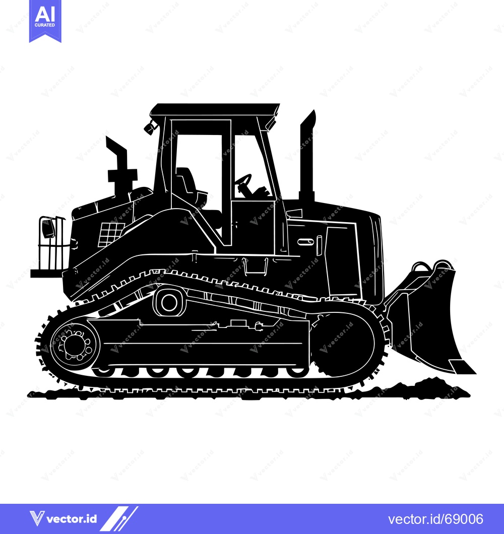 Premium Vector dari Silhouette of a Black Bulldozer with Tracks and a Blade