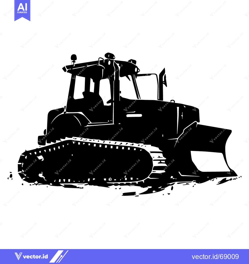 Premium Vector dari Black and White Silhouette of a Bulldozer