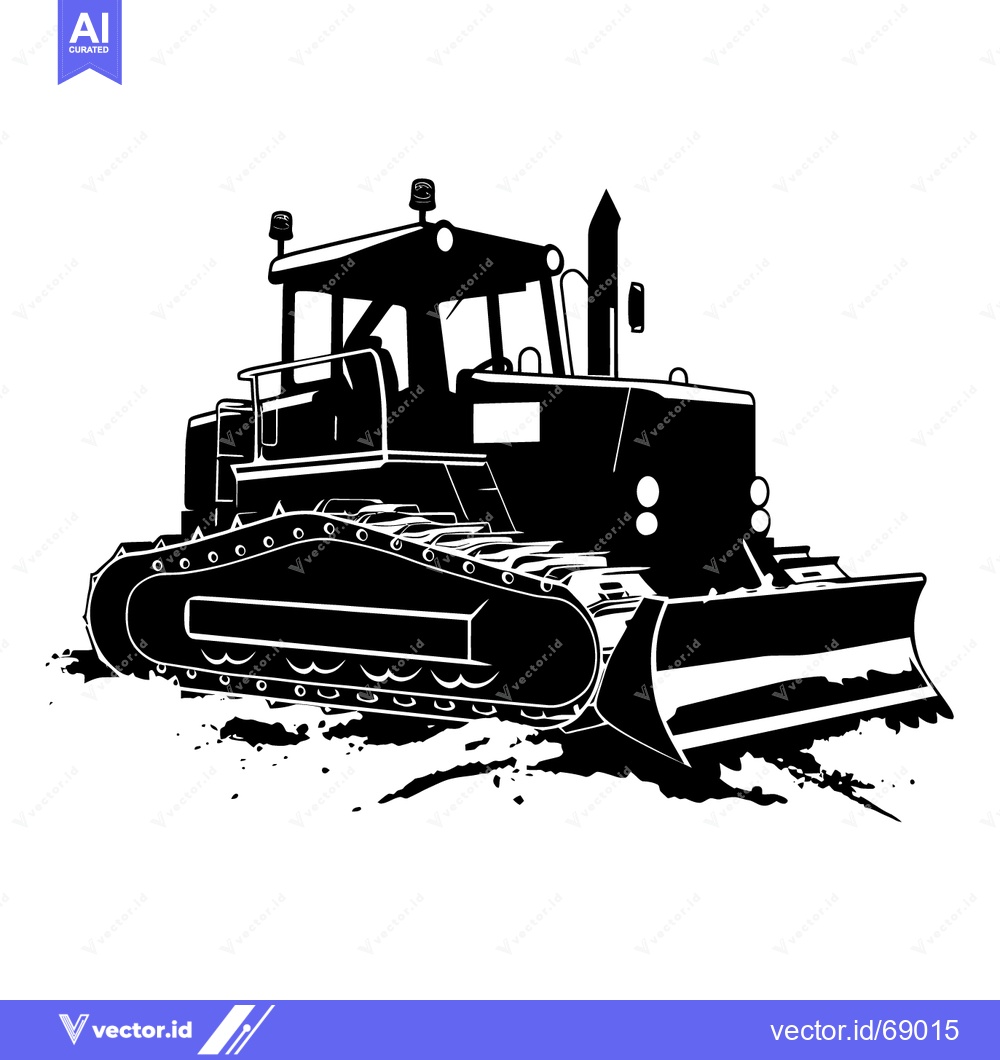 Premium Vector dari Black and White Silhouette of a Bulldozer