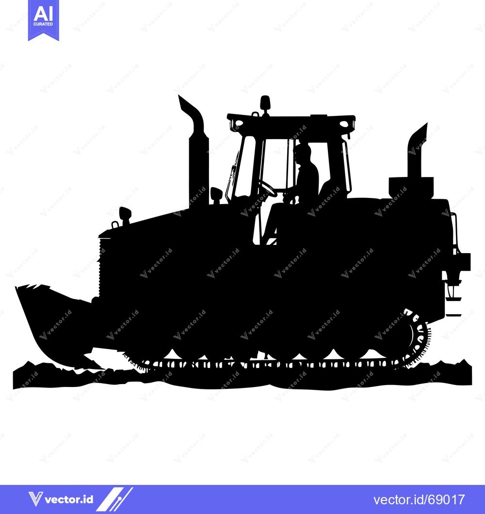 Premium Vector dari Black Silhouette of a Tractor with a Driver Operating it