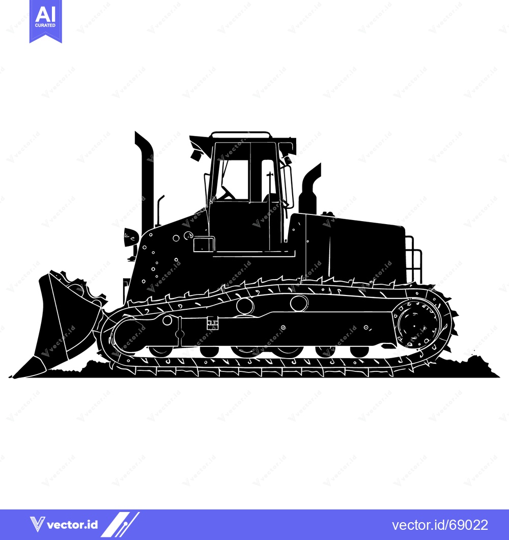 Premium Vector dari Black and White Silhouette of a Bulldozer