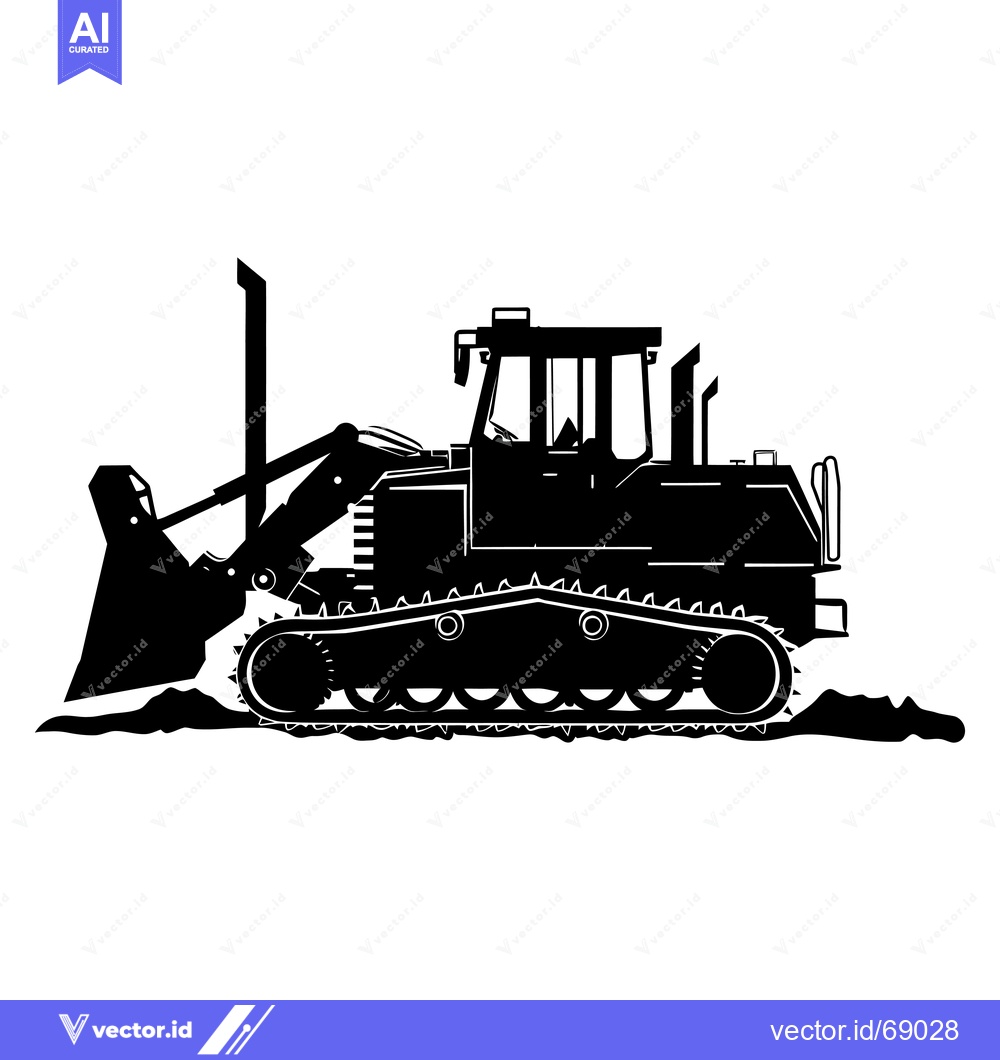 Premium Vector dari Black and White Silhouette of a Bulldozer