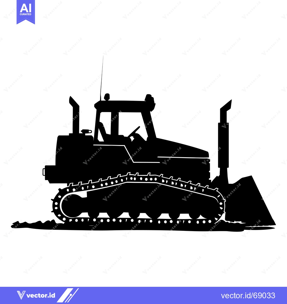 Premium Vector dari Black Silhouette of a Bulldozer with Tracks and Blade