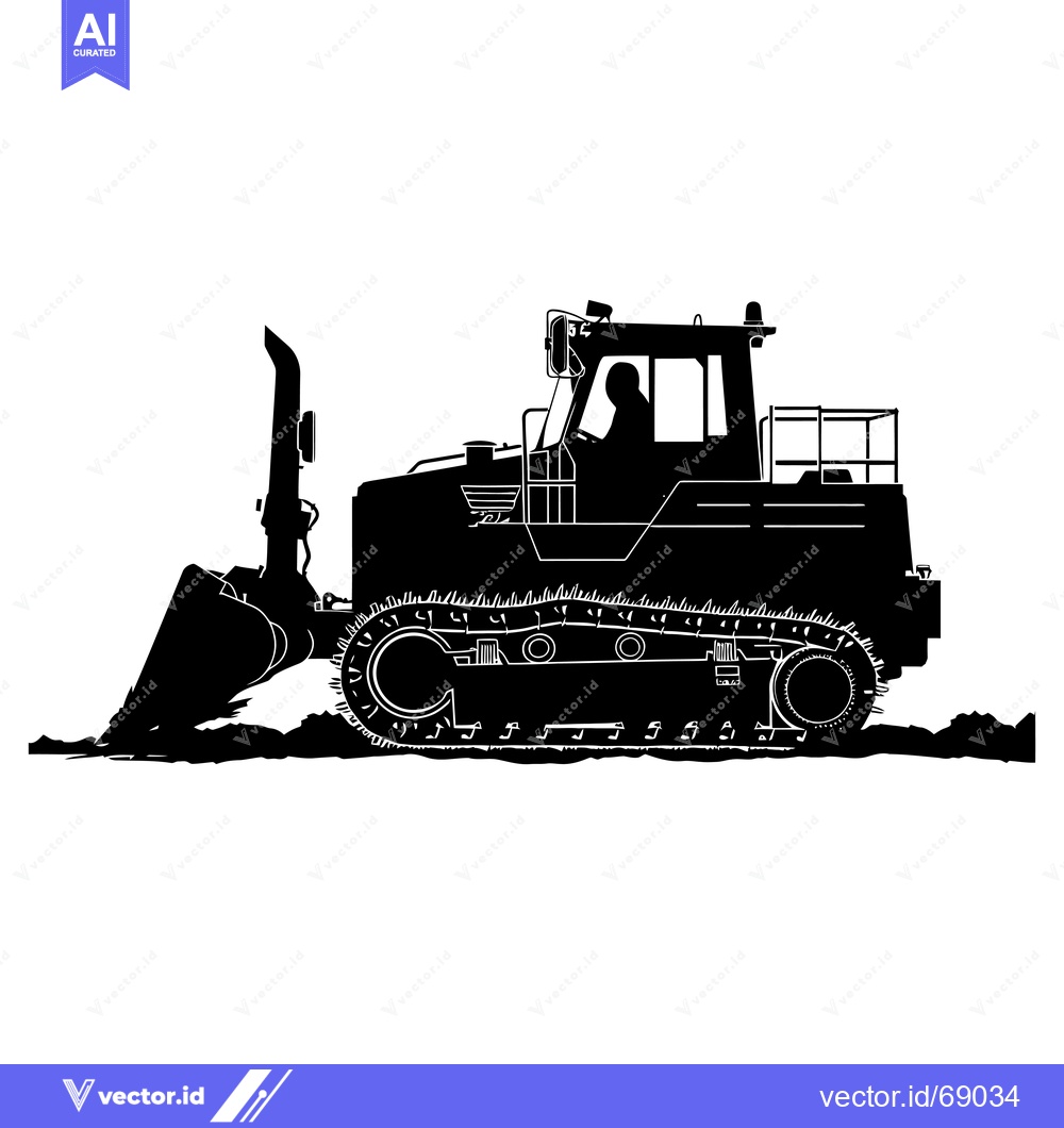 Premium Vector dari Black and White Silhouette of a Bulldozer