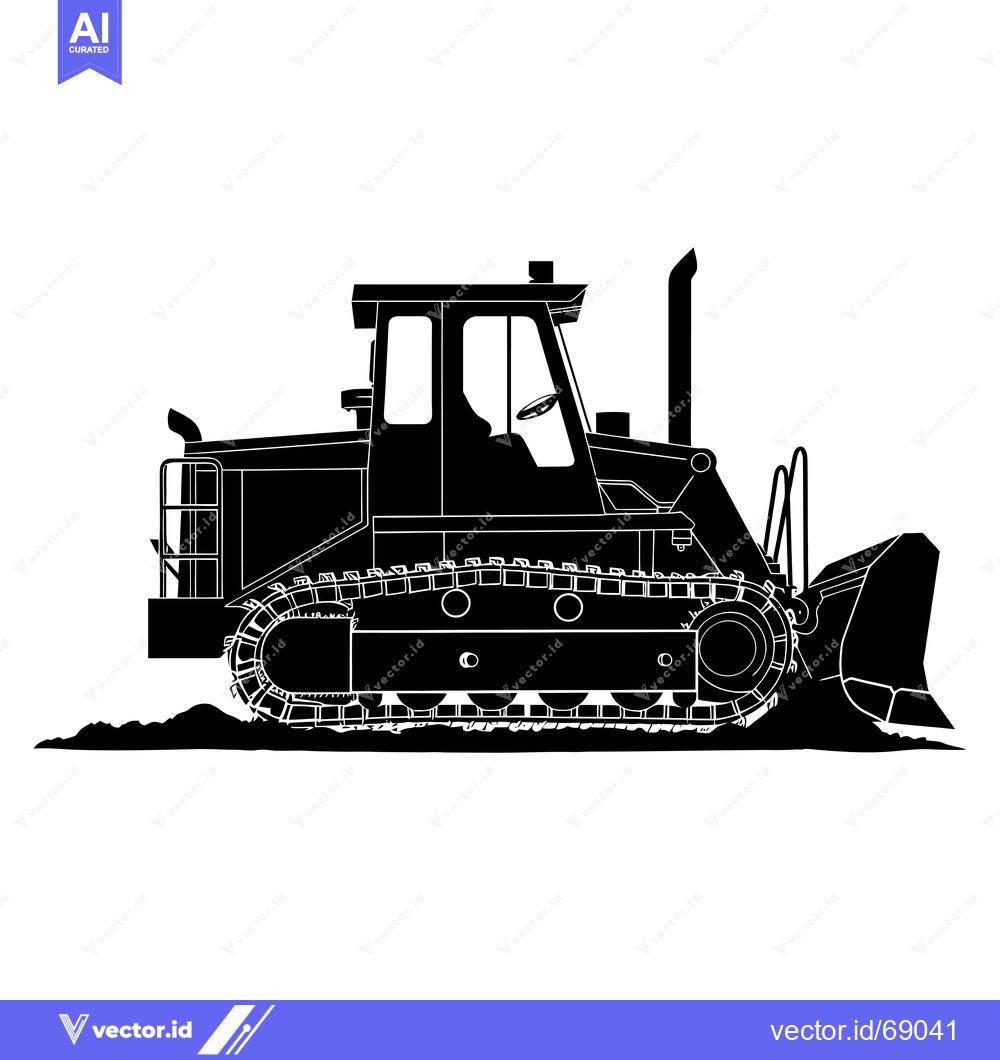 Premium Vector dari Black and White Silhouette of a Bulldozer