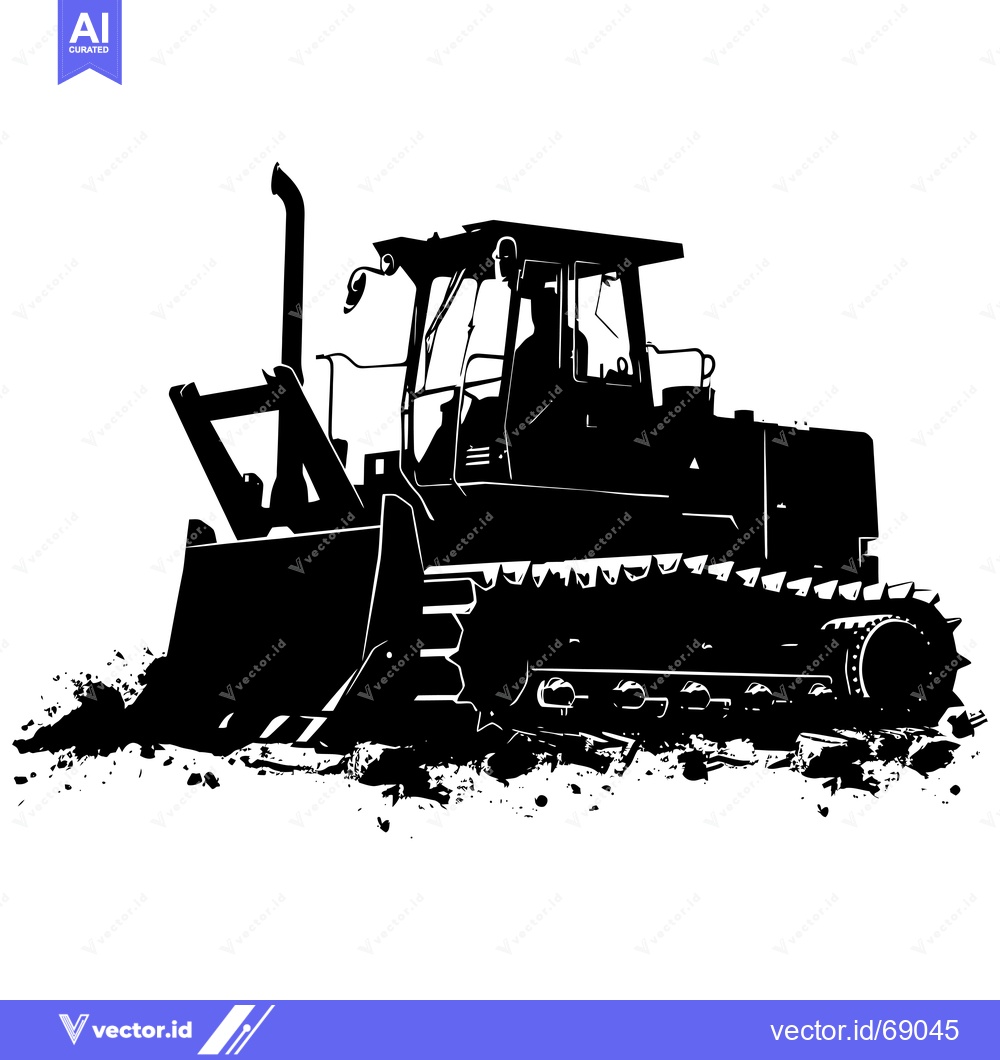 Premium Vector dari Silhouette of a Bulldozer with Tracks and a Blade