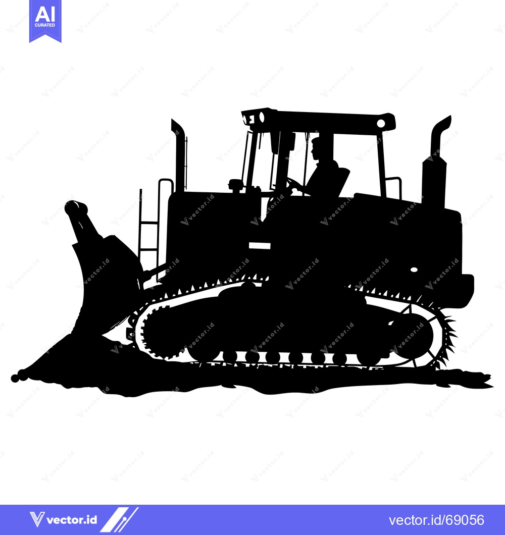 Premium Vector of Silhouette of a Bulldozer with an Operator in the Cab