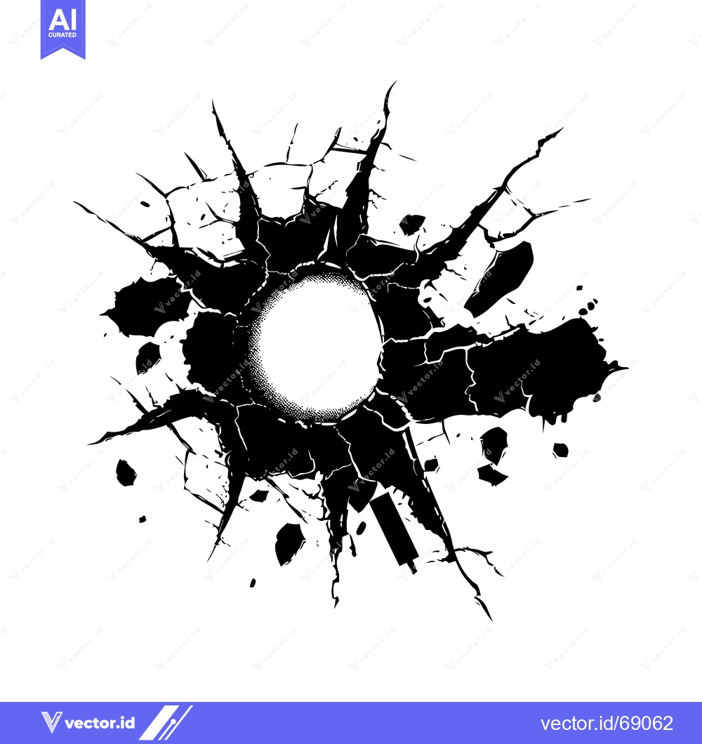Premium Vector of Black and White Graphic Illustration of a Hole in a Surface
