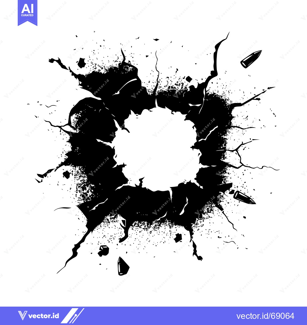 Premium Vector dari Bullet Hole with Scattered Debris and Bullets