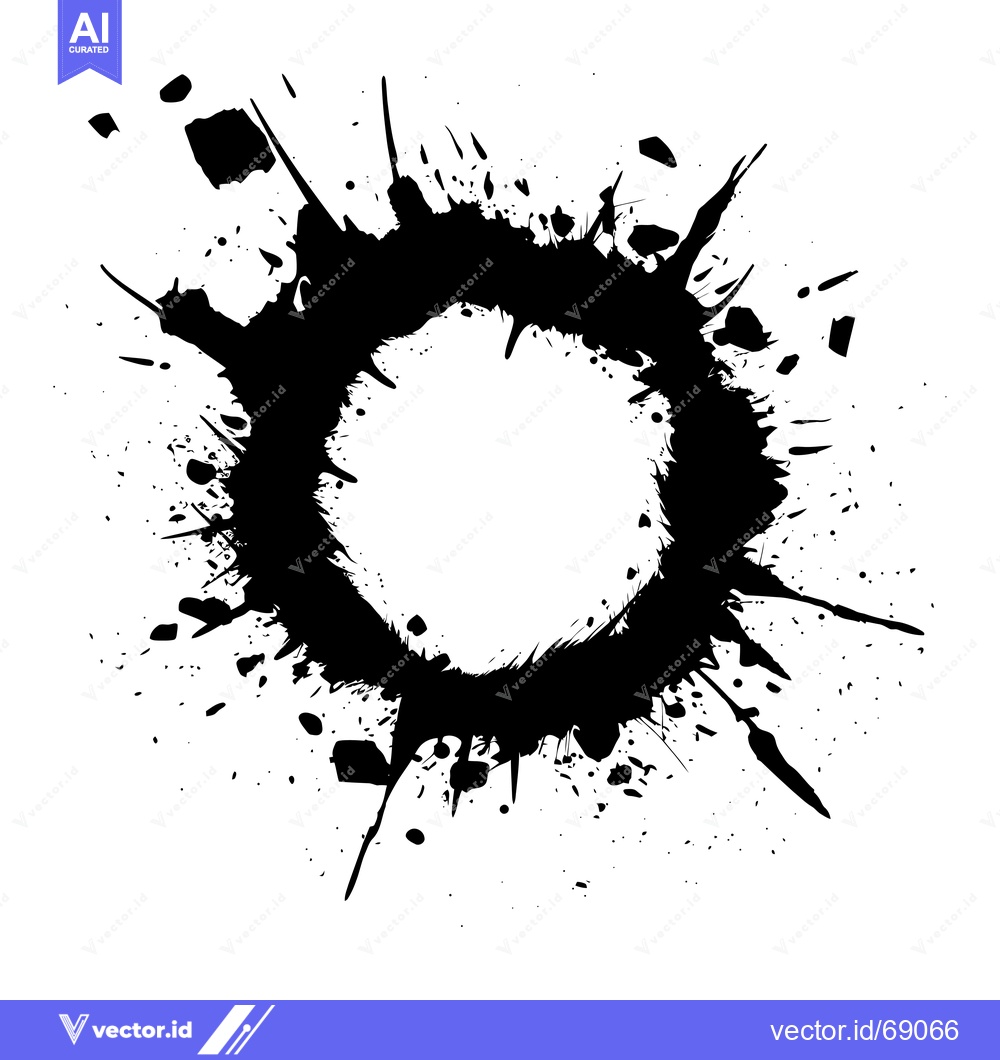 Premium Vector dari Black Ink Splashes Forming a Circular Shape