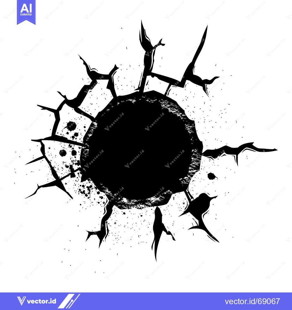 Premium Vector of Black Ink Splotch Surrounded by Cracked Lines