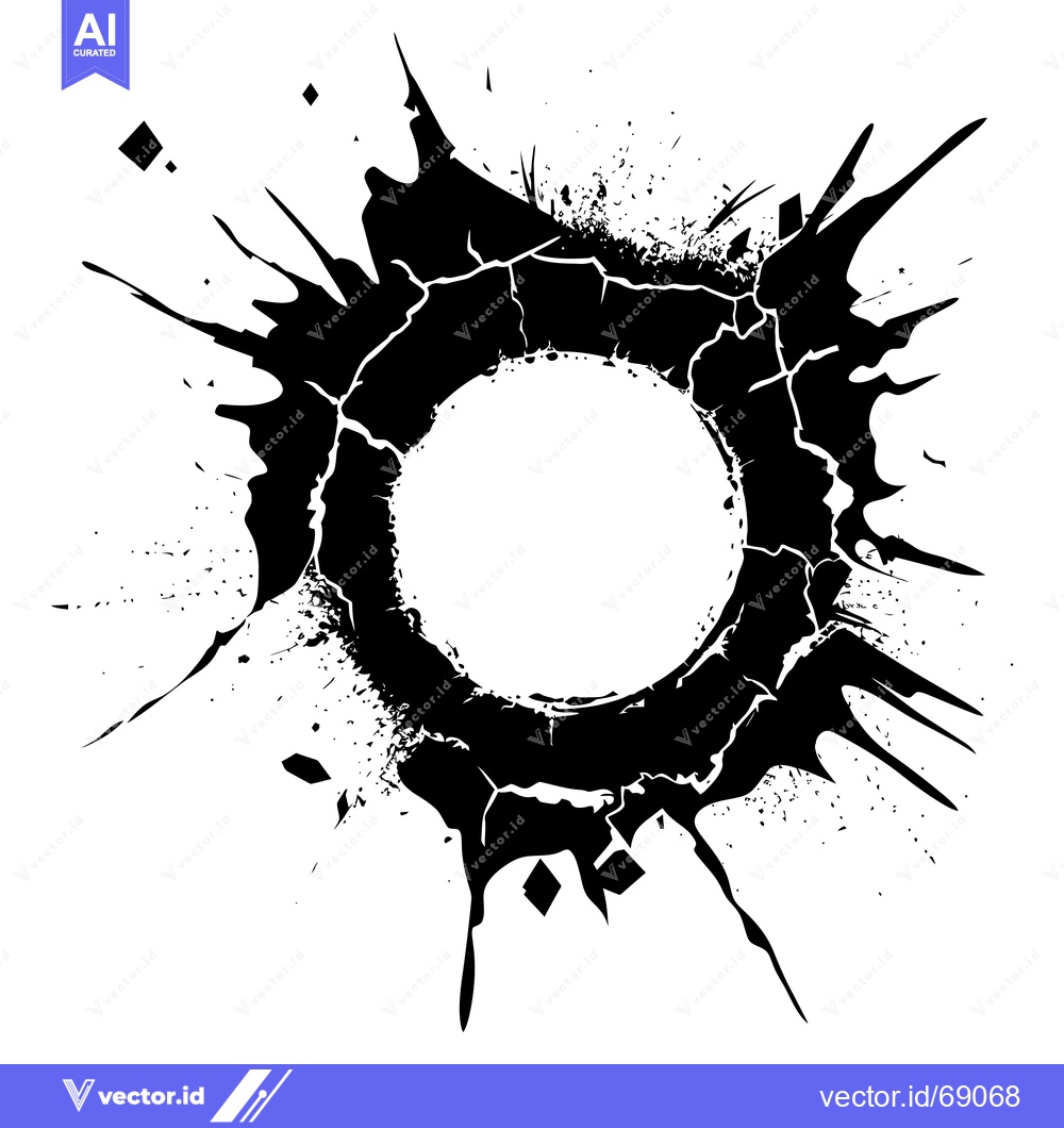 Premium Vector of Black Ink Splashes Forming a Circular Frame with White Center