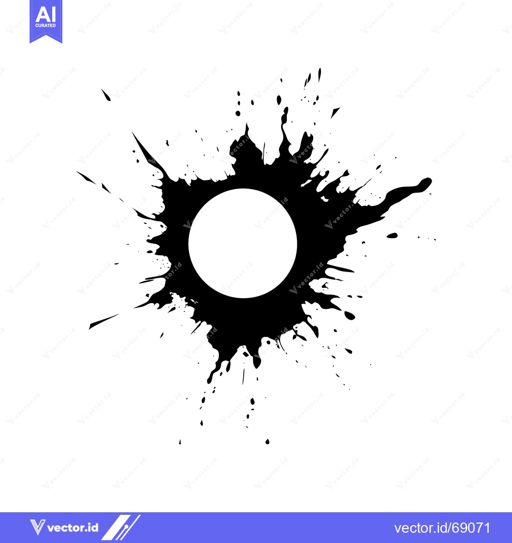 Premium Vector dari Black Ink Splotch with a White Circle in the Center