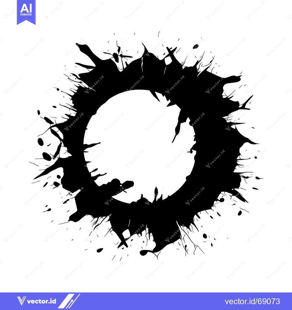 Premium Vector of Black Ink Splashes Forming a Circular Frame