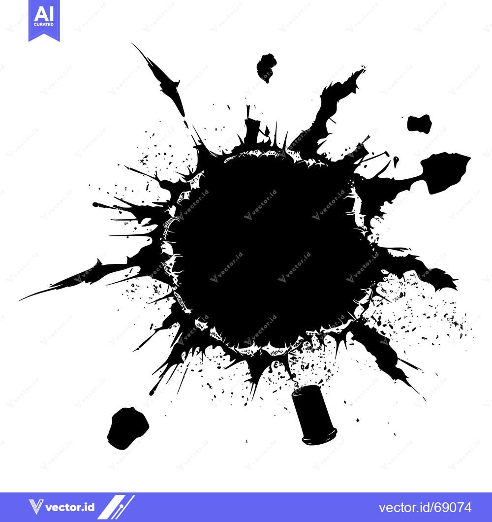 Premium Vector of Black Ink Spatter with Spray Can Silhouette