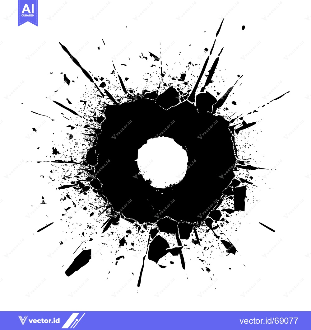 Premium Vector dari Black Ink Splatter with a Circular Hole in the Center