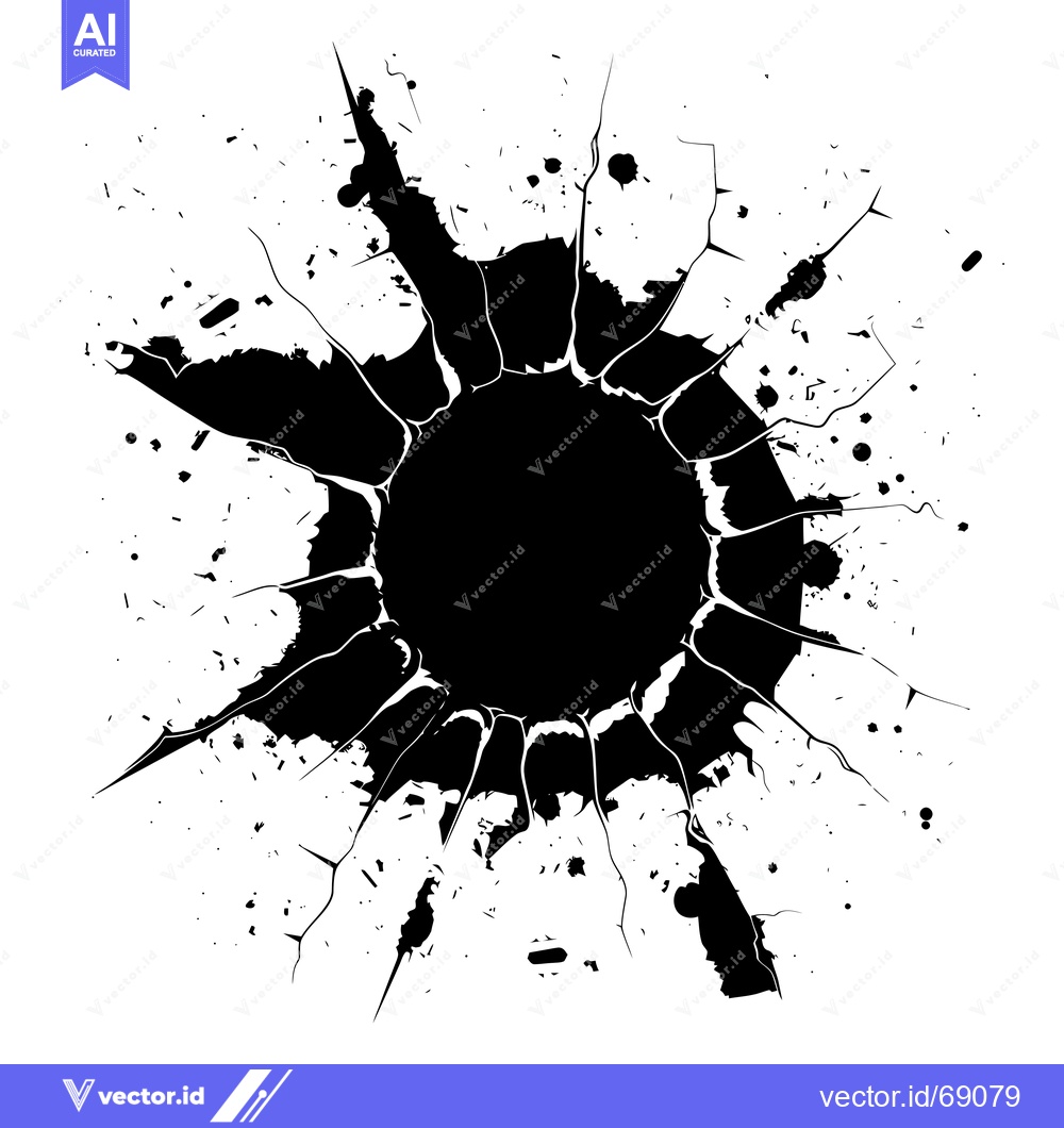 Premium Vector dari A Black Ink Splotch Exploding Outwards on a White Background