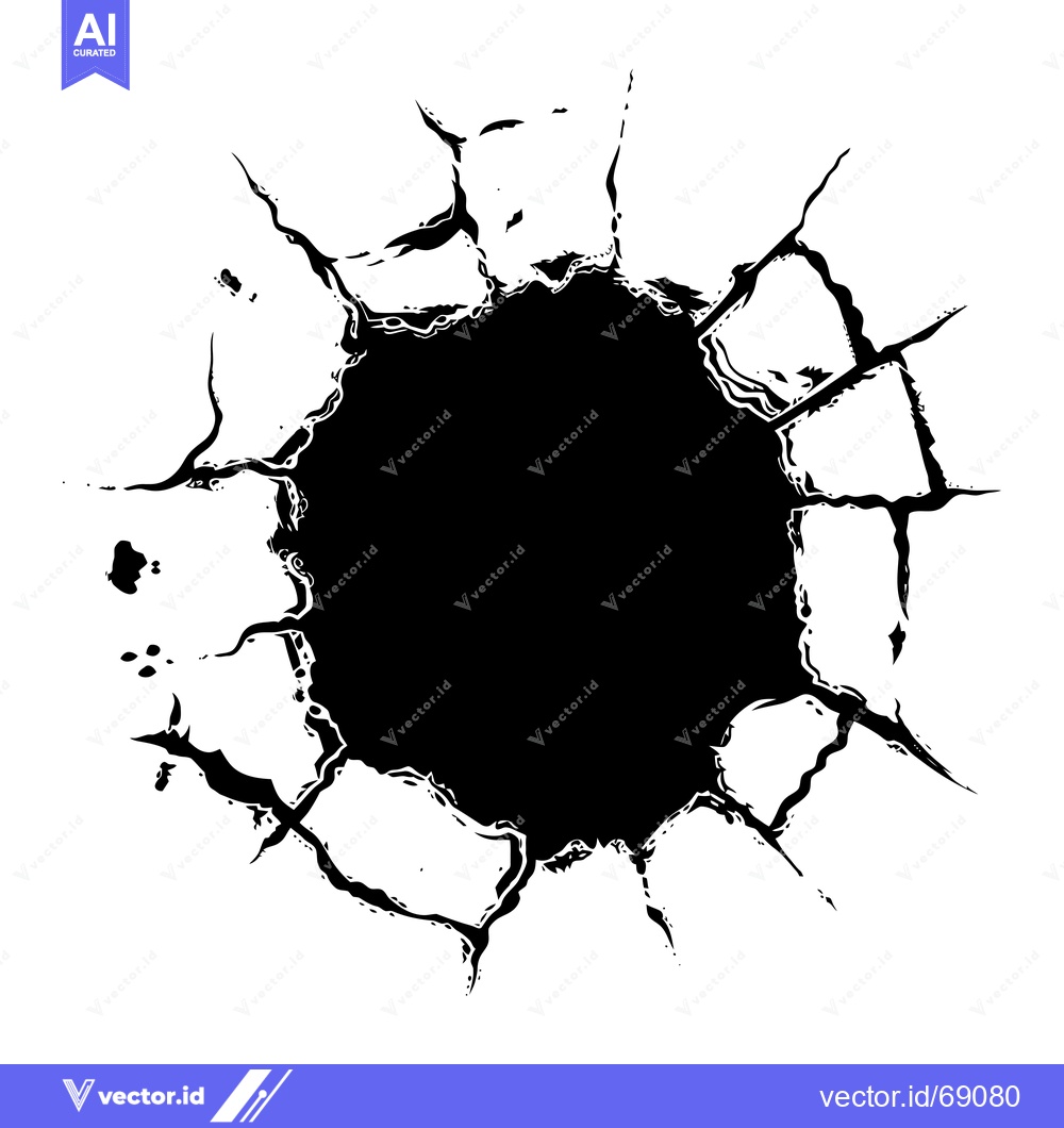 Premium Vector dari Black Hole-shaped Crack in a White Surface