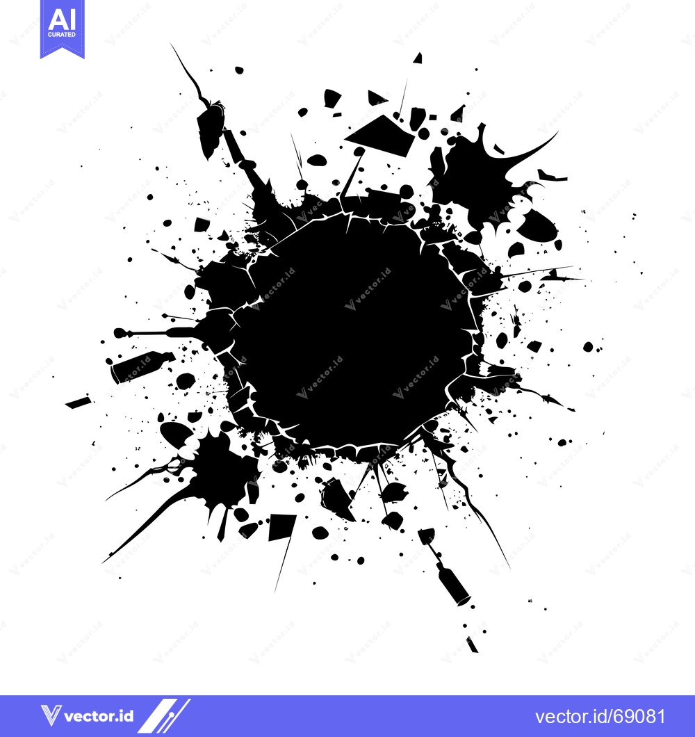 Premium Vector dari Black Ink Splatter with a Centered Hole
