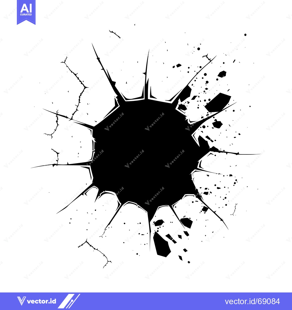 Premium Vector dari Black Ink Splotch with Cracked Outline and Scattered Dots