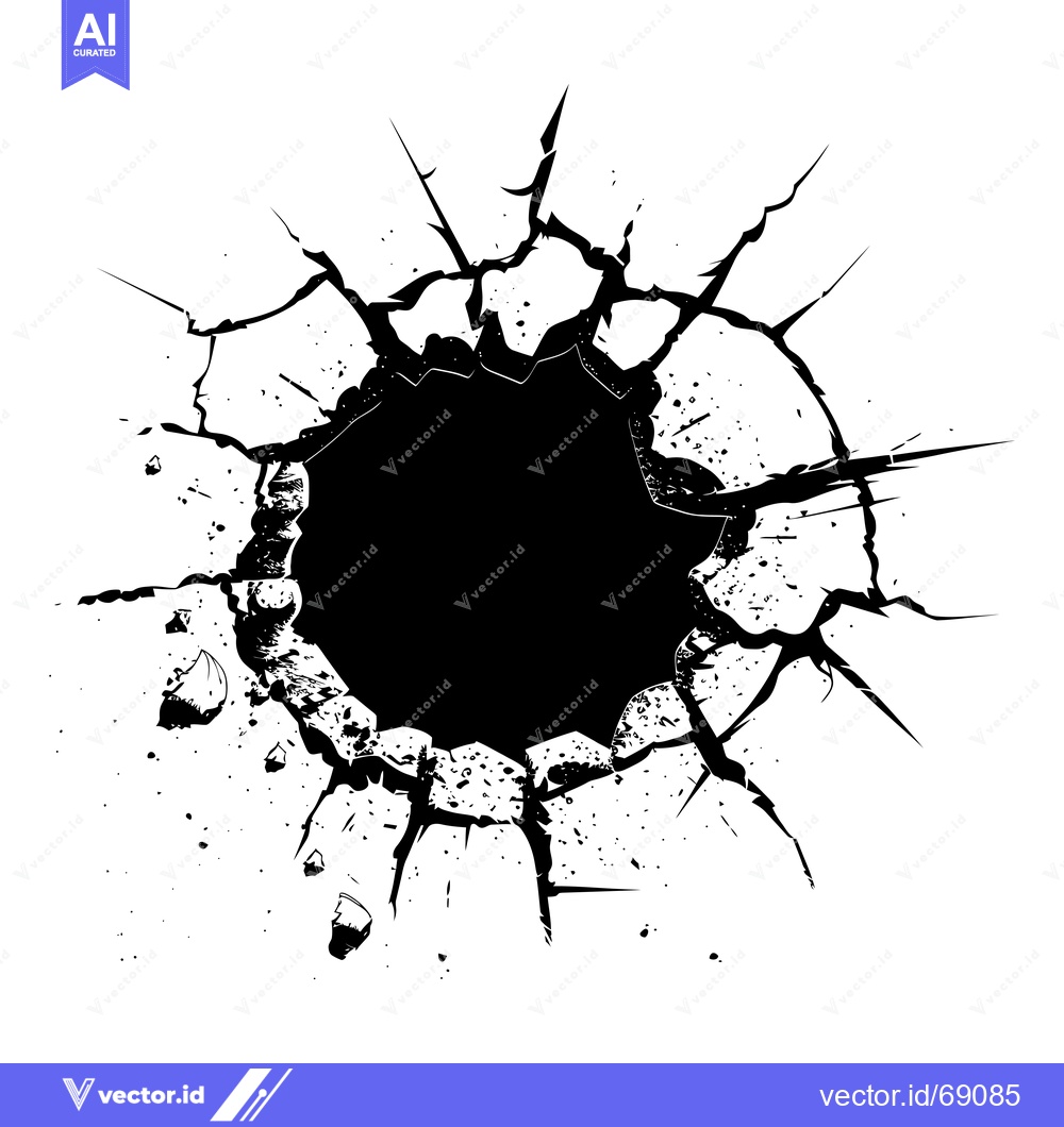 Premium Vector dari Black and White Circular Hole in Cracked Surface