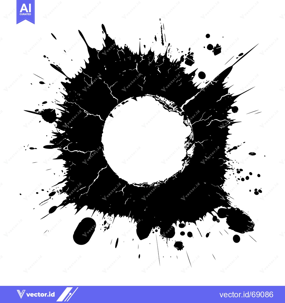Premium Vector dari Black Ink Splashes Form a Circle with a White Center