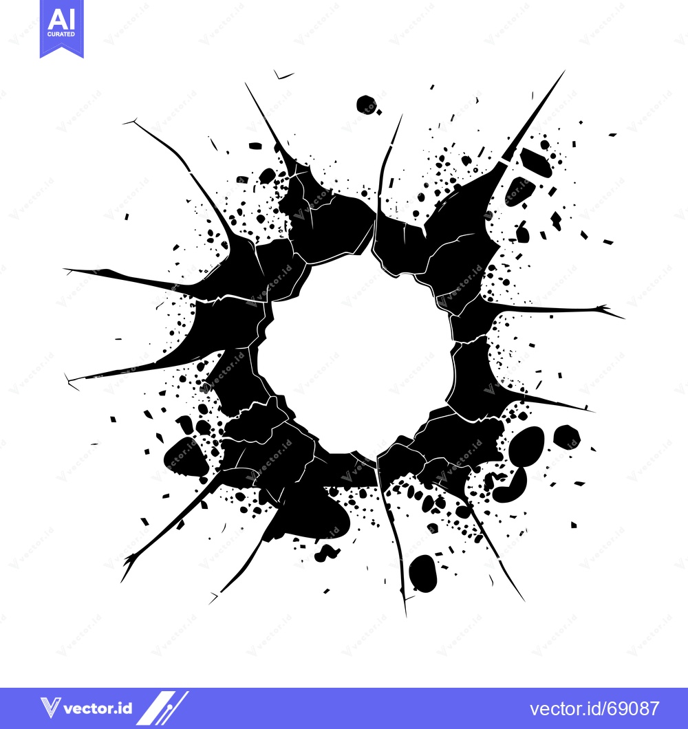 Premium Vector dari Black and White Circular Crack Pattern with Spatter