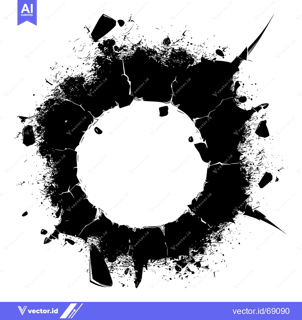 Premium Vector dari Abstract Black and White Splashed Circle with a White Center