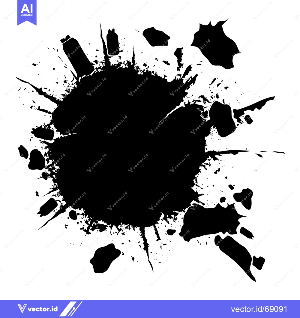 Premium Vector dari Black Ink Splotch with Irregular Edges and Small Splashes