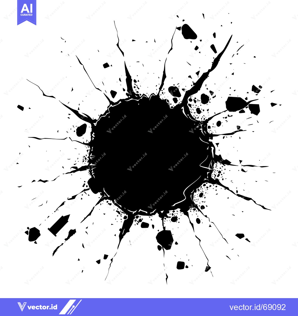 Premium Vector dari Black Ink Splotch with Cracks and Splatter