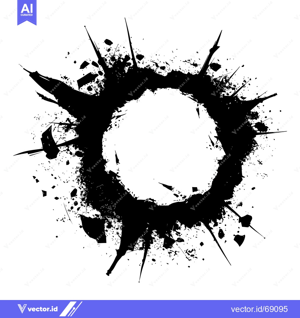 Premium Vector dari Abstract Black Ink Splatter with Circular Void