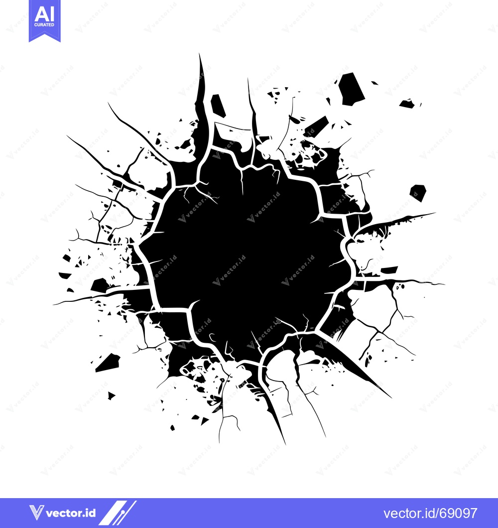 Premium Vector of Black and White Abstract Illustration of a Shattered Circle