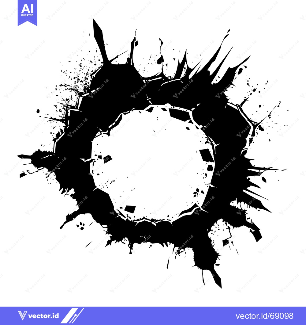 Premium Vector dari Black Ink Splatter with Circular Empty Center