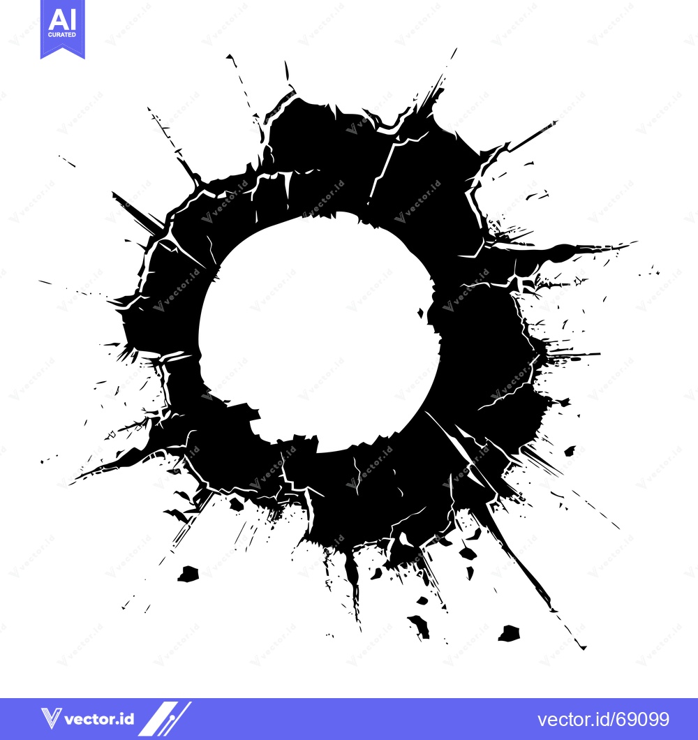 Premium Vector dari Black and White Abstract Circular Design with Cracks