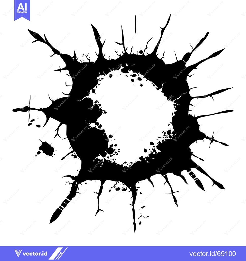 Premium Vector of Black Ink Splatter with Spiky Edges and a Circular Center