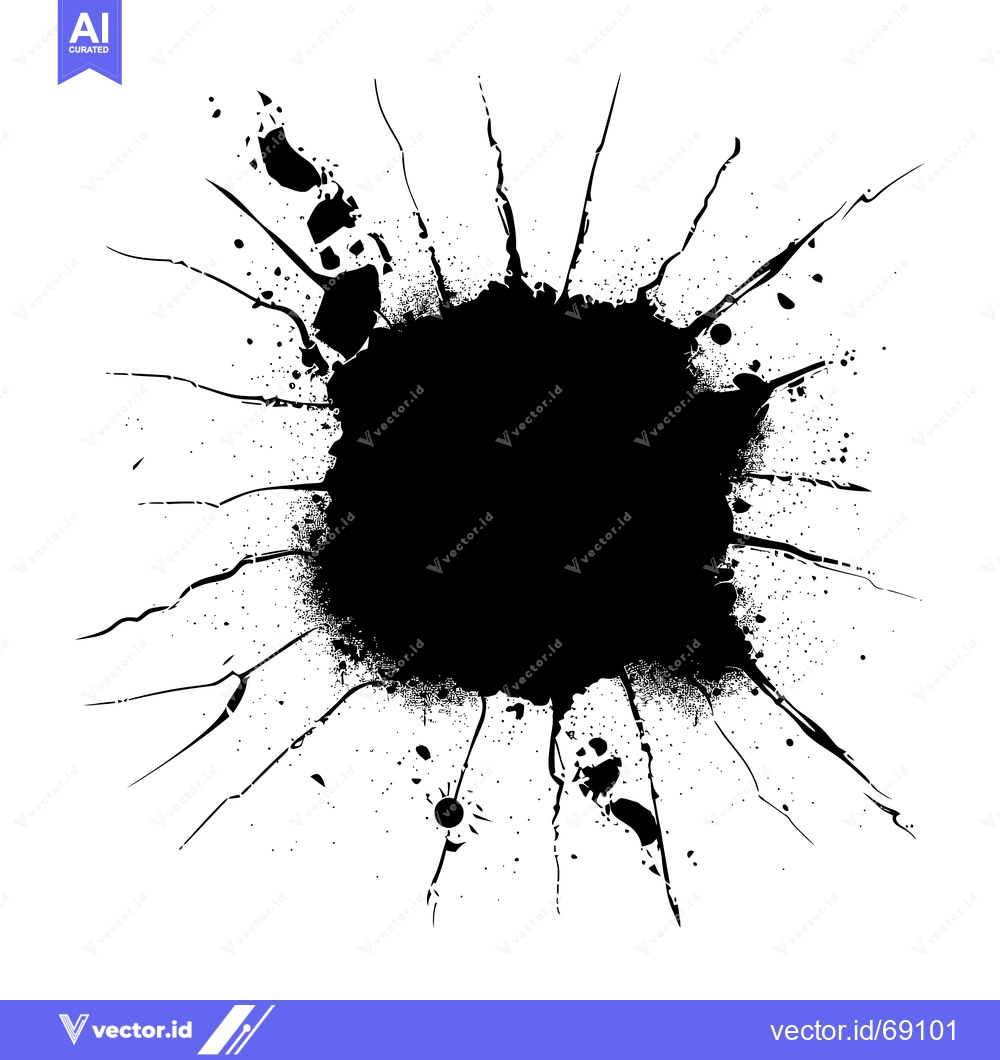 Premium Vector dari Black Ink Splatter with Radial Lines on White Background