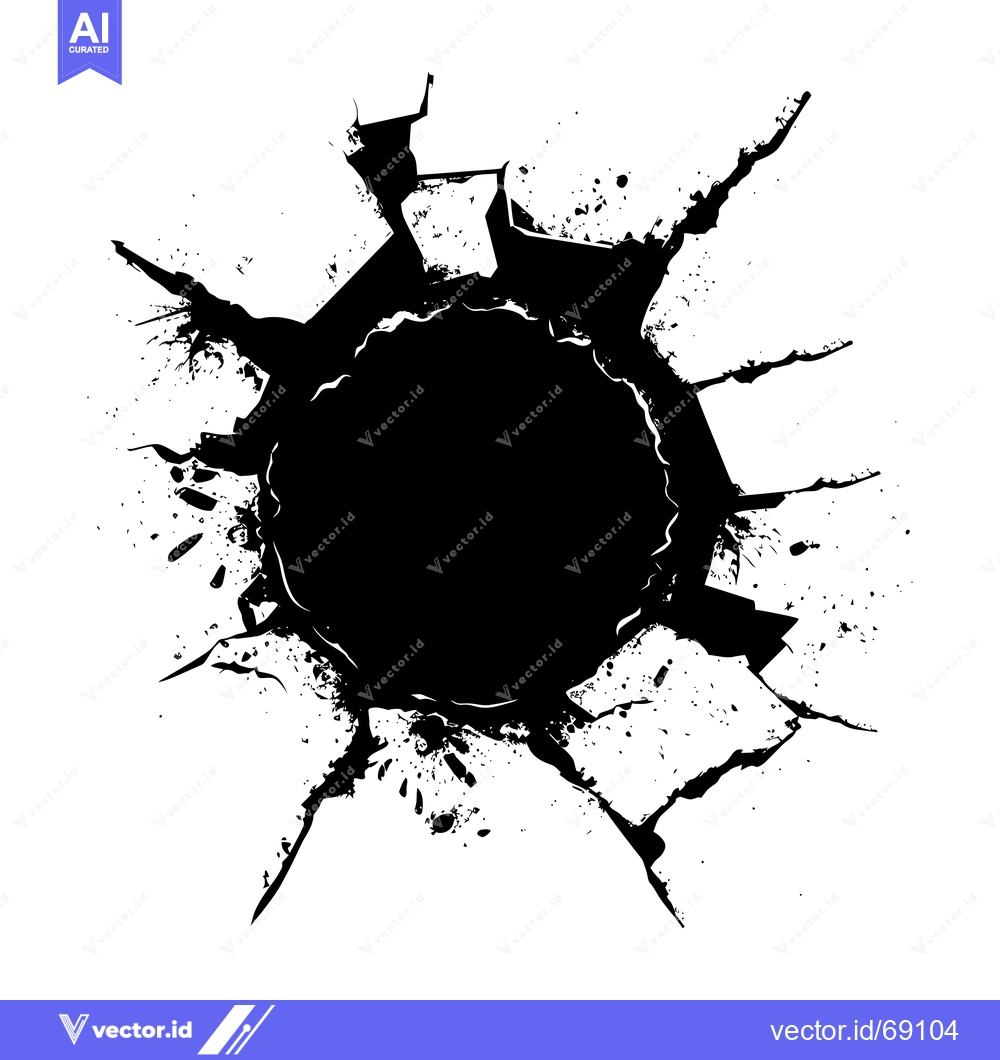 Premium Vector dari A Black Ink Splotch with a Circular Hole and Cracks