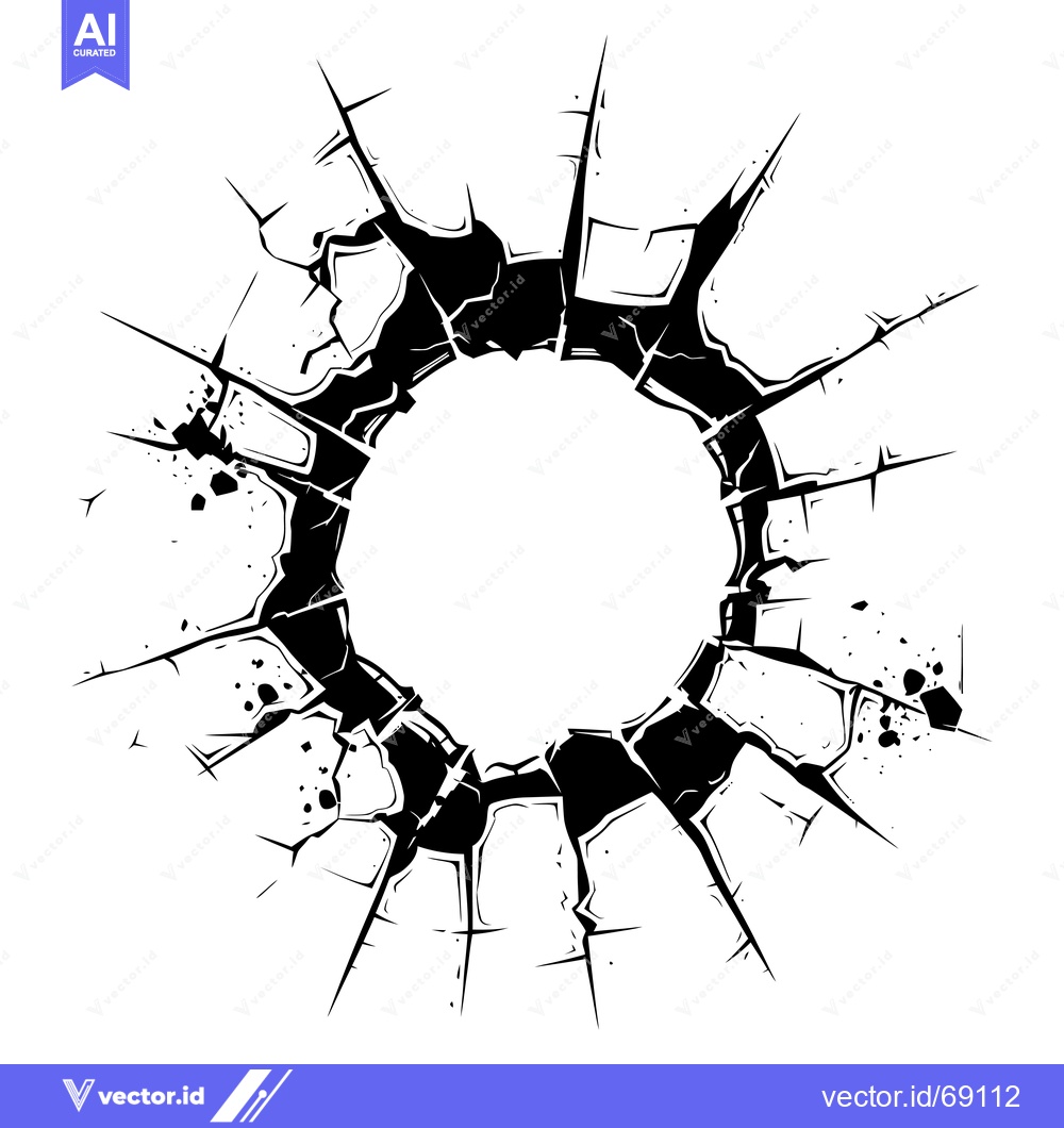 Premium Vector dari A circular hole in a cracked windowpane