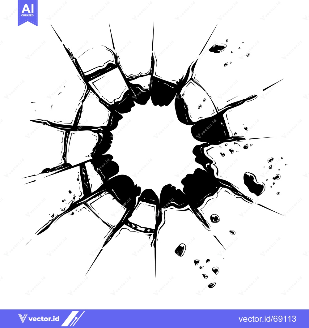 Premium Vector of A Black and White Illustration of a Circular Hole in a Surface with Cr