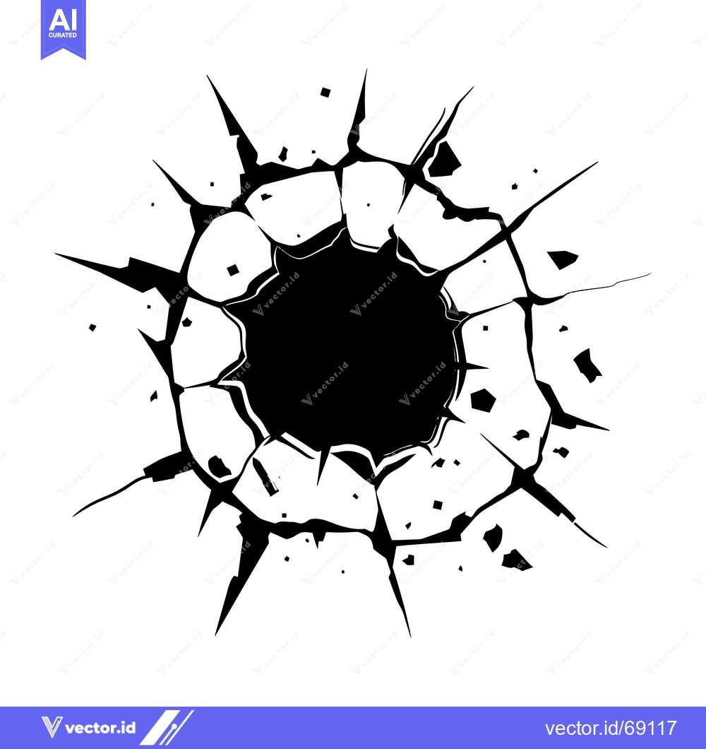 Premium Vector dari A Black and White Illustration of a Hole in a Wall